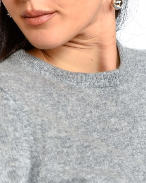 Not Shy Short Sleeve Cashmere Sweater in Grey  SIDONIE GRIS CHINE