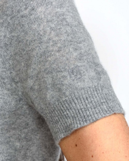 Not Shy Short Sleeve Cashmere Sweater in Grey  SIDONIE GRIS CHINE