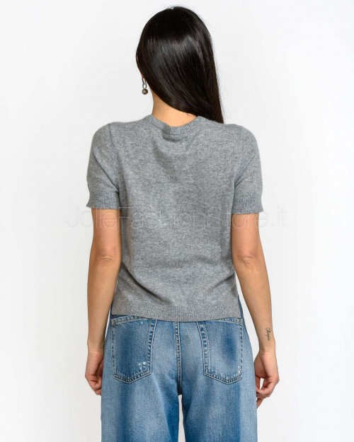 Not Shy Short Sleeve Cashmere Sweater in Grey  SIDONIE GRIS CHINE