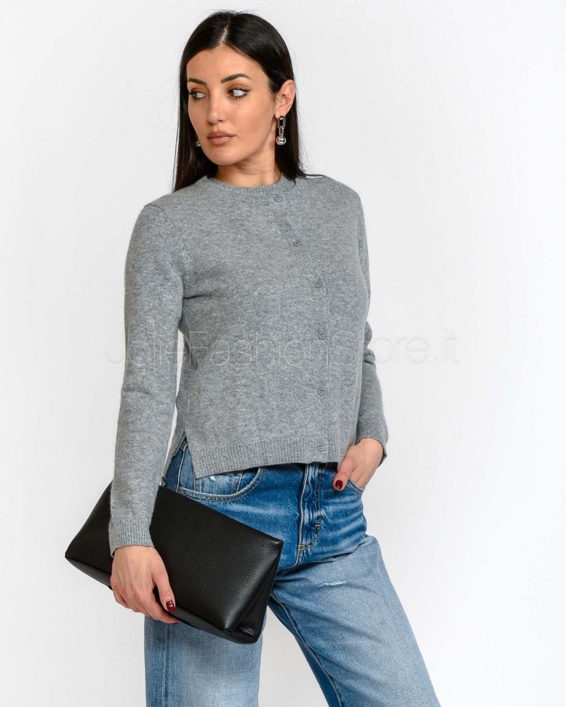 Not Shy Cardigan in Cashmere Grigio  NALINE GRIS CHINE