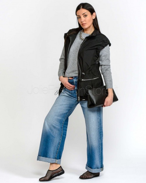 MeiMeiJ Gilet Tasconato Collo Alto Nero  M6PD09 NERO