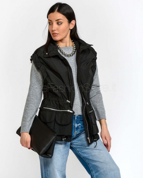 MeiMeiJ Gilet Tasconato Collo Alto Nero