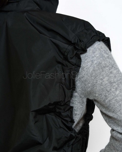 MeiMeiJ Gilet Tasconato Collo Alto Nero  M6PD09 NERO