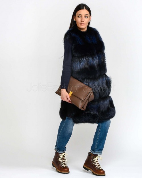 Frame Gilet In Pelliccia Volpe Blu/Nero  3217501