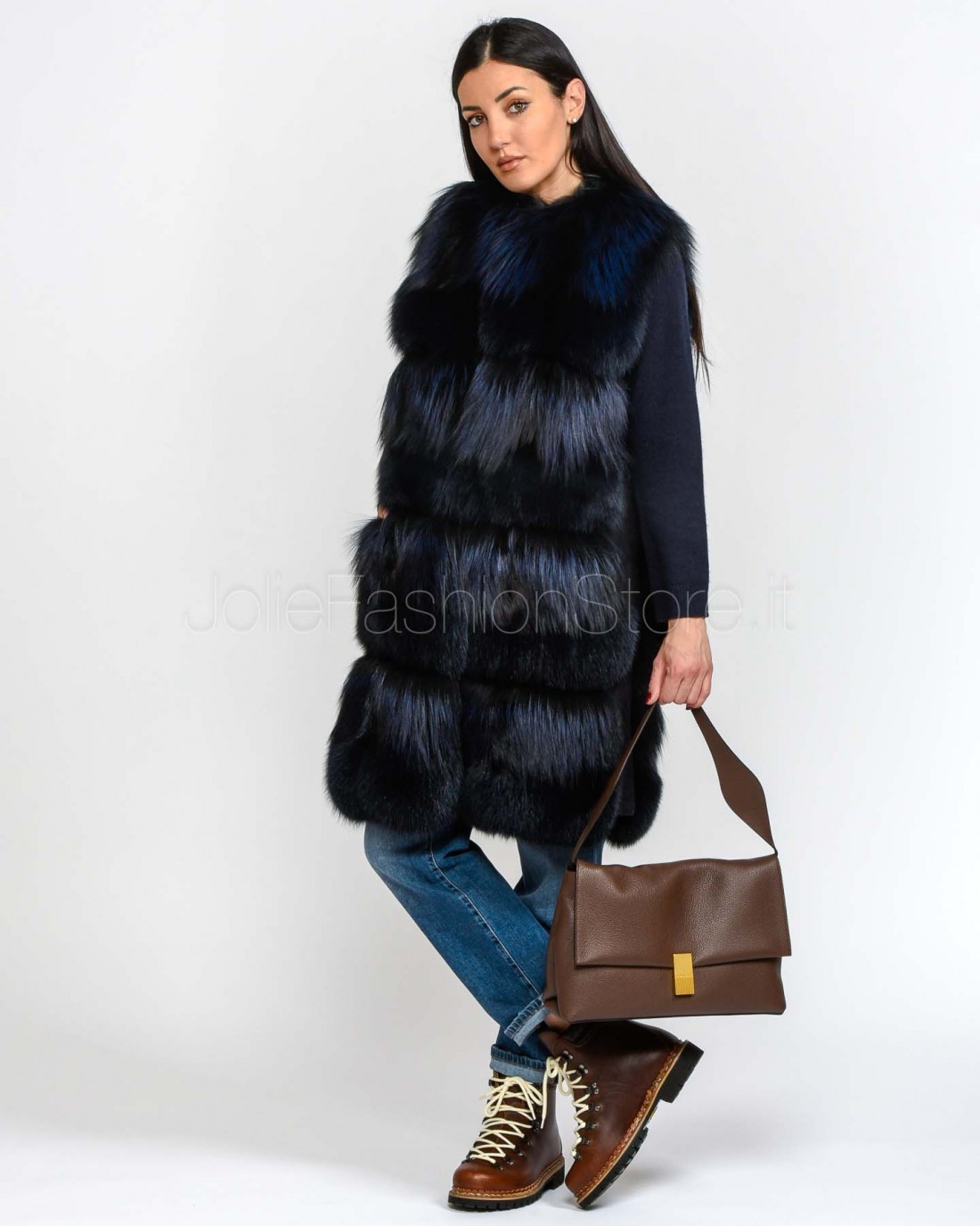 Frame Gilet In Pelliccia Volpe Blu/Nero  3217501