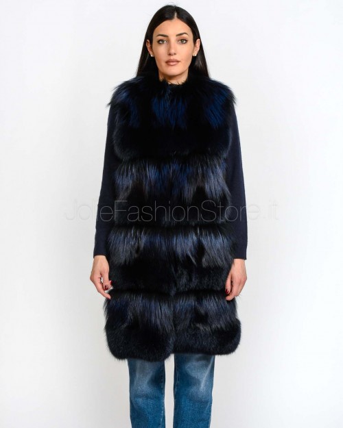Frame Gilet In Pelliccia Volpe Blu/Nero  3217501