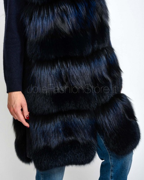 Frame Gilet In Pelliccia Volpe Blu/Nero  3217501