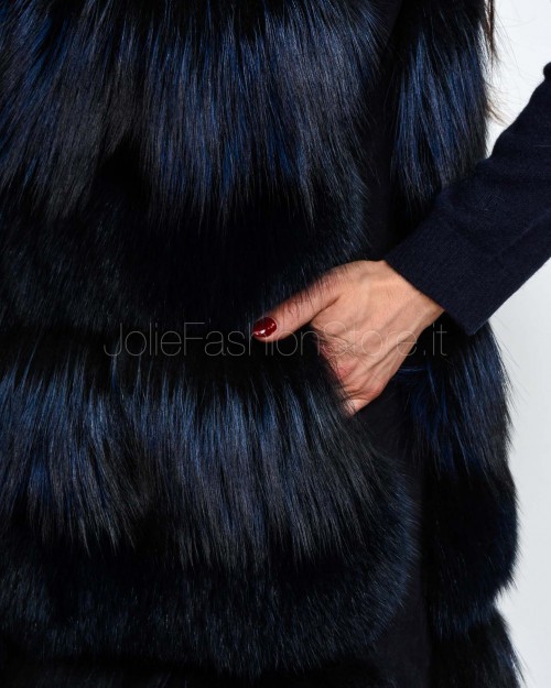 Frame Gilet In Pelliccia Volpe Blu/Nero  3217501