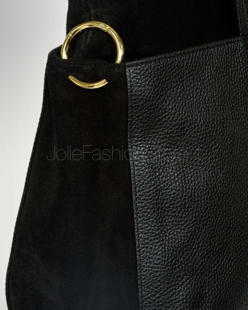 My Best Bag Borsa In Pelle e Suede Modello Nora Nero  MYB-1044 BLACK