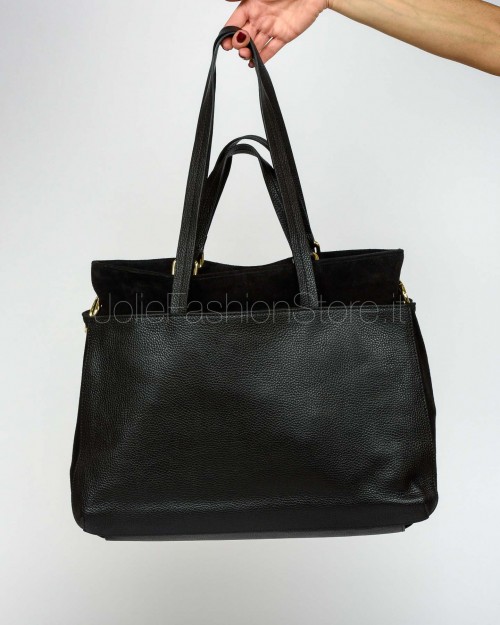 My Best Bag Borsa In Pelle e Suede Modello Nora Nero  MYB-1044 BLACK
