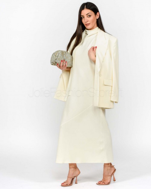 Marella 365 Abito Lungo Smanicato con Fiocco Bianco  NINFEE BIANCO