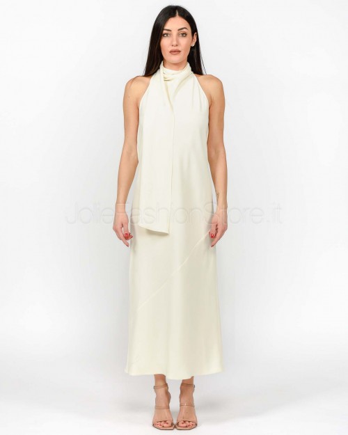 Marella Abito Lungo Smanicato con Fiocco Bianco  NINFEE BIANCO