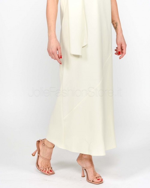Marella Abito Lungo Smanicato con Fiocco Bianco  NINFEE BIANCO