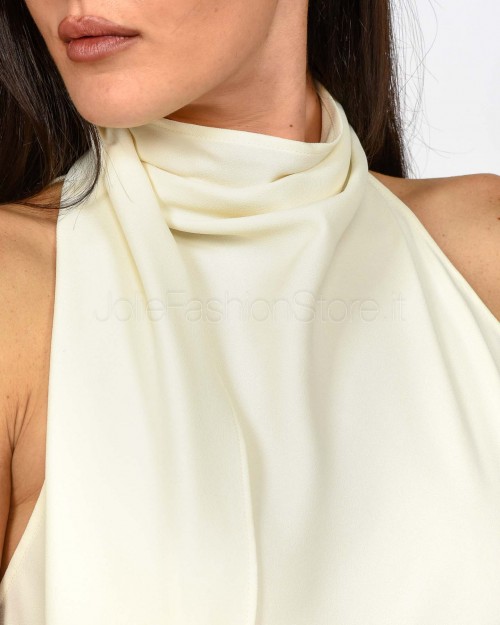 Marella Abito Lungo Smanicato con Fiocco Bianco  NINFEE BIANCO