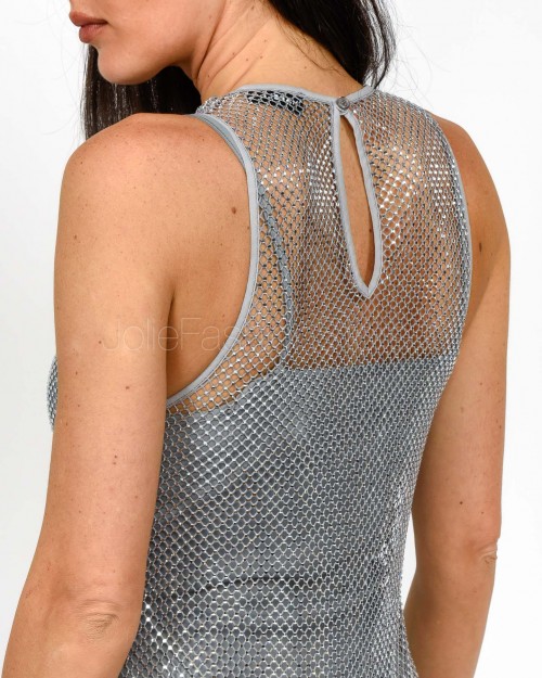 Marella Abito Lungo in Maglia di Strass Silver  LIMONE GRIGIO