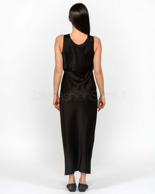 Marella Abito Lungo Satin Nero Con Dettaglio Spallina  LOVALE NERO