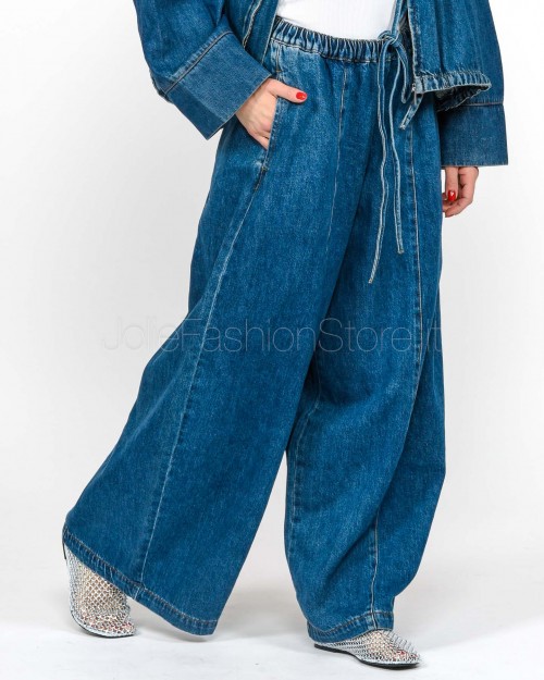 MeiMeiJ Pantalone Ampio Blu Denim  M6PNN2 BLUE DENIM
