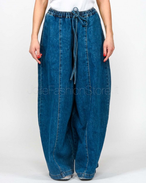 MeiMeiJ Pantalone Ampio Blu Denim  M6PNN2 BLUE DENIM