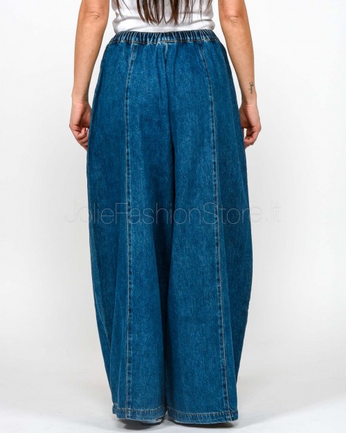 MeiMeiJ Pantalone Ampio Blu Denim  M6PNN2 BLUE DENIM