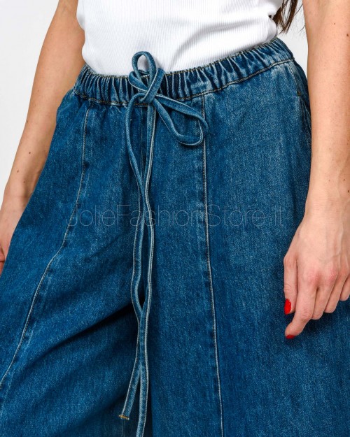 MeiMeiJ Pantalone Ampio Blu Denim  M6PNN2 BLUE DENIM
