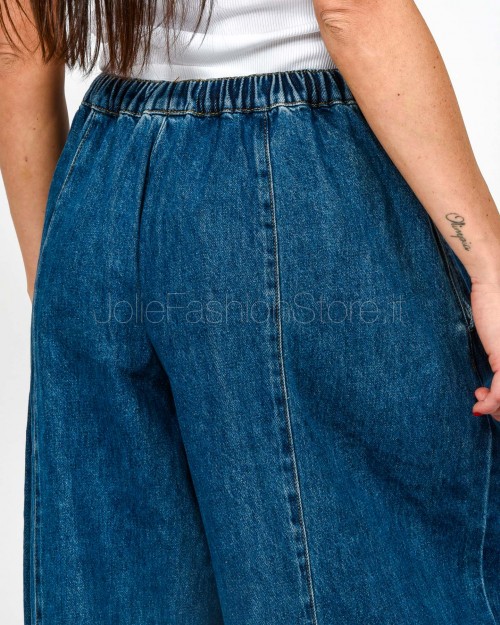 MeiMeiJ Pantalone Ampio Blu Denim  M6PNN2 BLUE DENIM