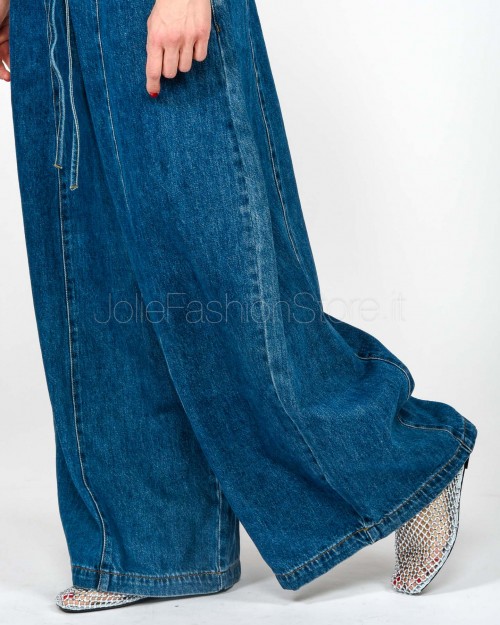 MeiMeiJ Pantalone Ampio Blu Denim  M6PNN2 BLUE DENIM