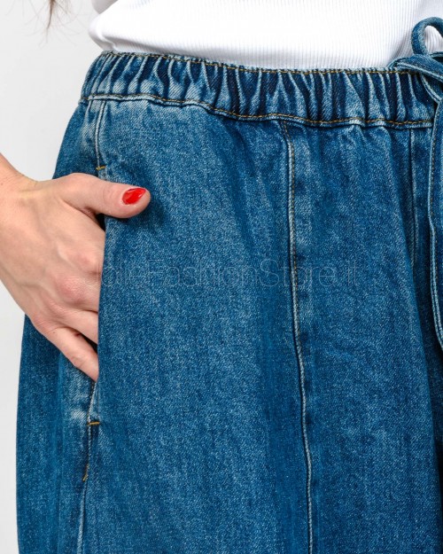 MeiMeiJ Pantalone Ampio Blu Denim  M6PNN2 BLUE DENIM