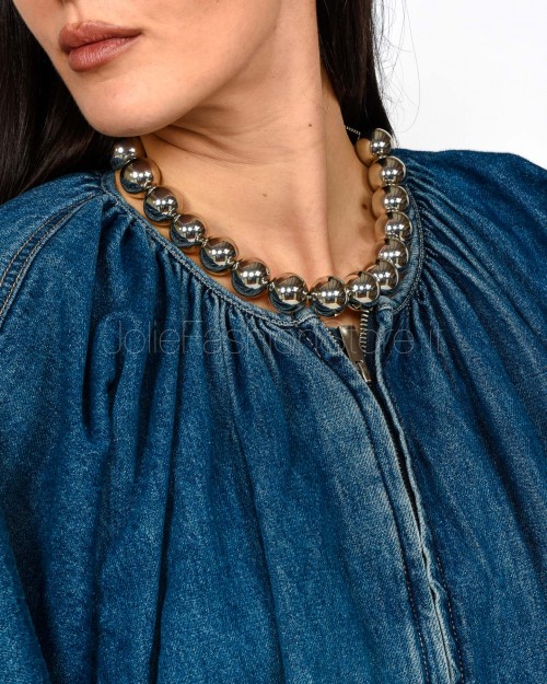 MeiMeiJ Giubbino Over Blu Denim  M6PNN1 BLUE DENIM